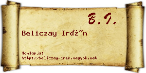 Beliczay Irén névjegykártya